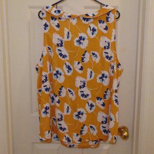 Modcloth Mustard Floral Ruffle Collar Blouse 3X